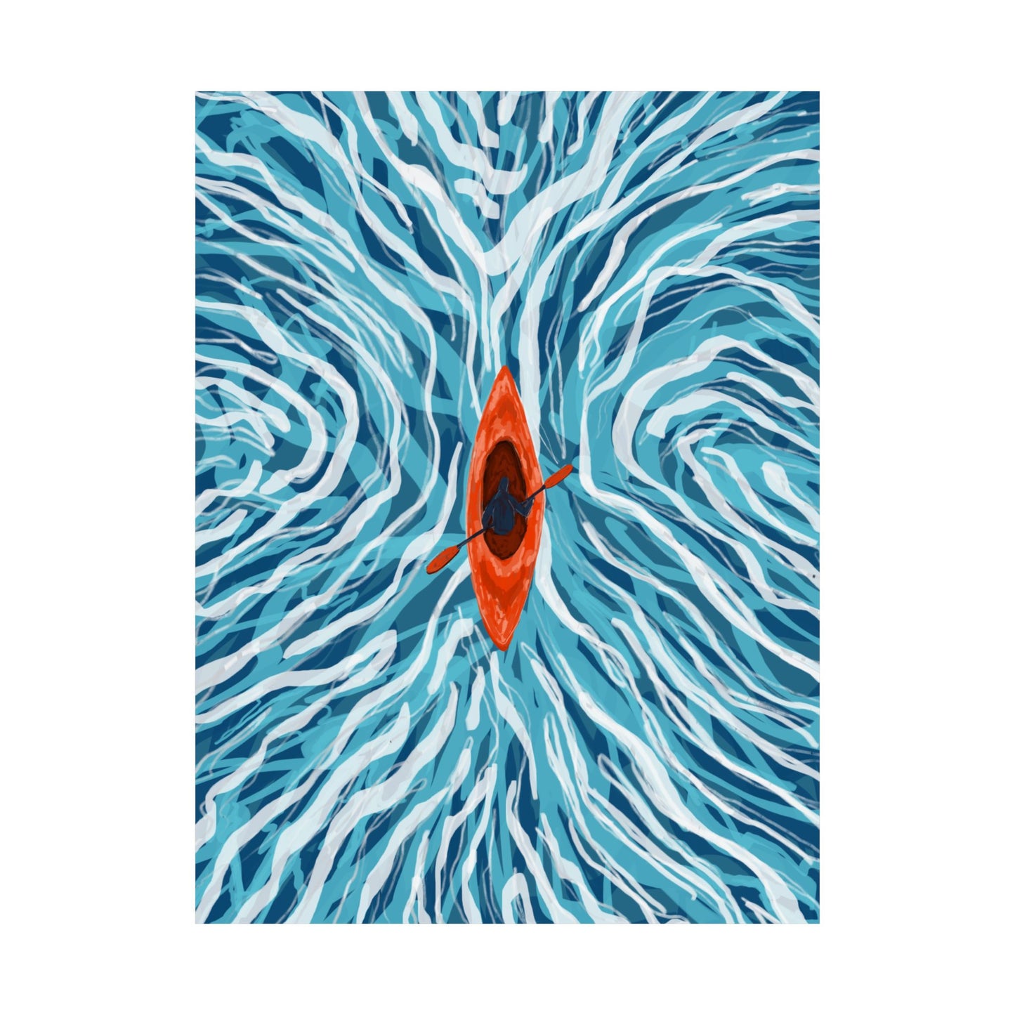Vibrant Kayaking Poster Print, Adventure Wall Art, Calm Waters Decor, Gift for Outdoor Lovers, Home Office Accent