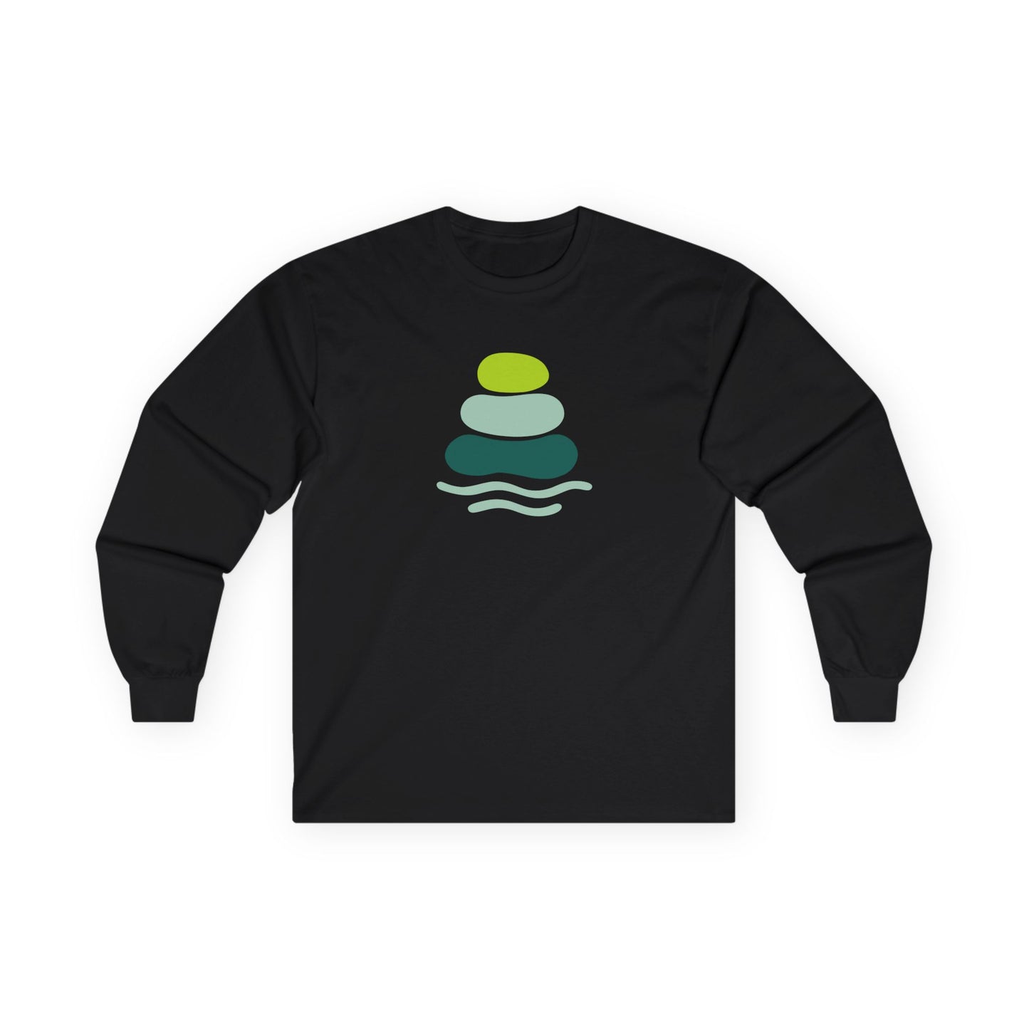 Serene Stacked Stones Long Sleeve Tee, Unisex Long Sleeve Shirt, Relaxation Tee, Gift for Yoga Lovers, Mindfulness Apparel
