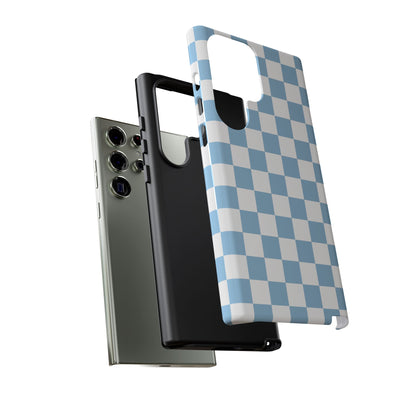 Blue Checkered Phone Case, Tough Phone Cover, Stylish Mobile Protector, Unique Gift for Him/Her, Trendy Accessories for Holidays
