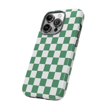Stylish Phone Case - Green Checker Print, Trendy Phone Cover, Unique Gift, Modern Accessories, Eco-Friendly Case