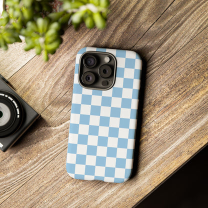 Blue Checkered Phone Case, Tough Phone Cover, Stylish Mobile Protector, Unique Gift for Him/Her, Trendy Accessories for Holidays