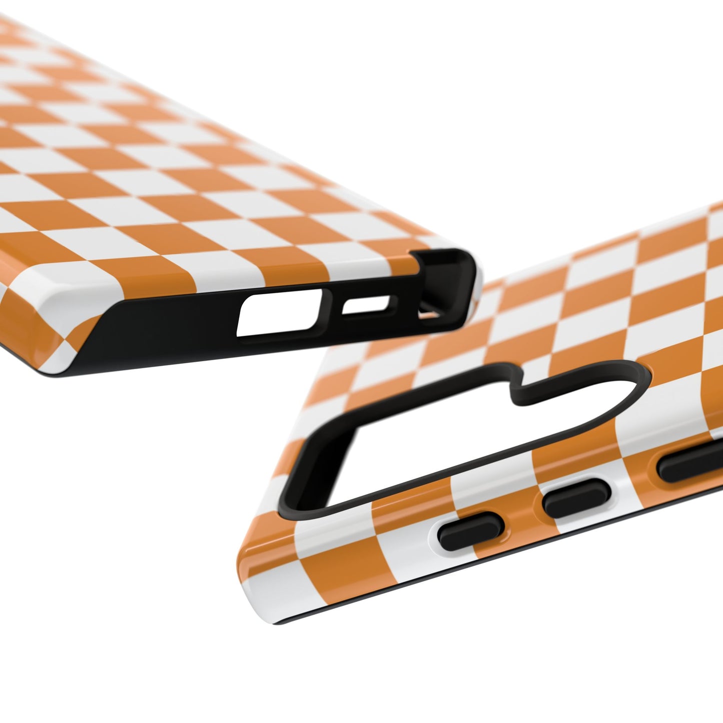 Orange Checkerboard Phone Case, Stylish Tough Cases for Protection, Gift for Friends, Trendy Cell Phone Accessories, Statement Tech Gear