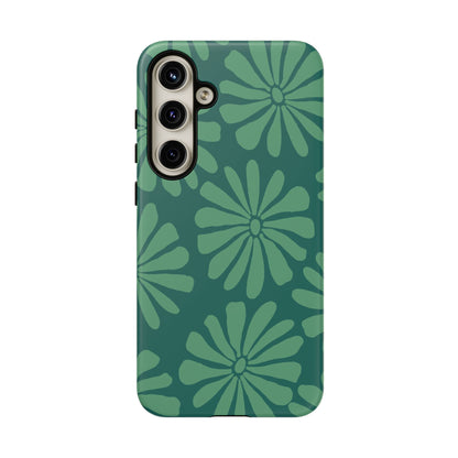 Stylish iPhone Case, Floral Phone Cover, Tough Phone Cases, Green Daisy Design, Unique Gift for Her, Spring Accessories