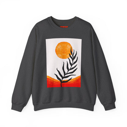 Bohemian Sun & Leaf Crewneck Sweatshirt, Cozy Unisex Sweatshirt, Nature-Inspired Apparel, Fall Fashion, Gift for Nature Lovers