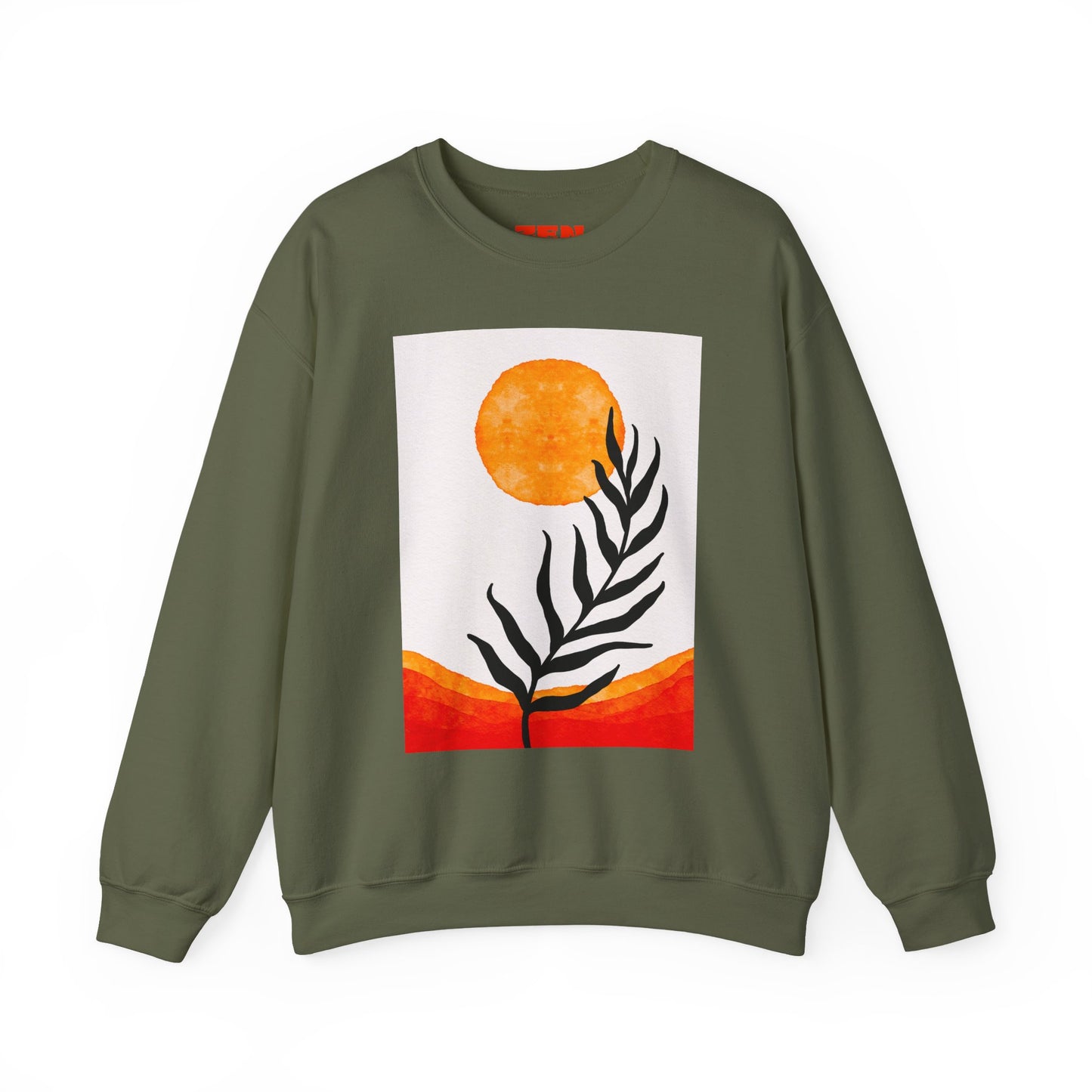 Bohemian Sun & Leaf Crewneck Sweatshirt, Cozy Unisex Sweatshirt, Nature-Inspired Apparel, Fall Fashion, Gift for Nature Lovers