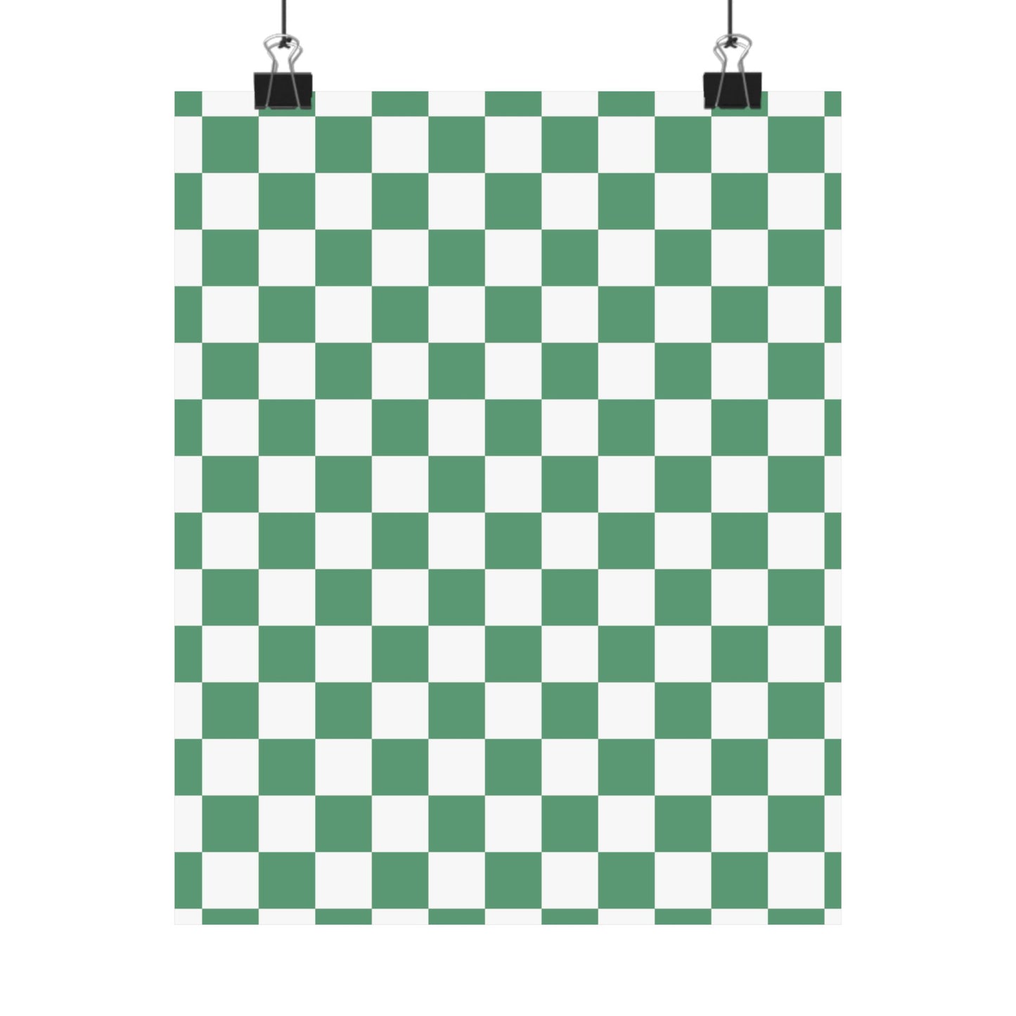 Green Checkerboard Matte Vertical Posters | Home Decor, Wall Art, Living Room Accent, Patterned Prints, Gift for Art Lovers