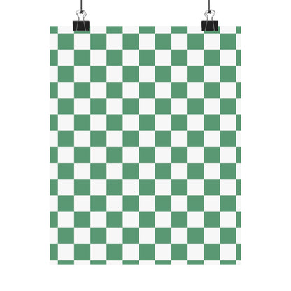 Green Checkerboard Matte Vertical Posters | Home Decor, Wall Art, Living Room Accent, Patterned Prints, Gift for Art Lovers