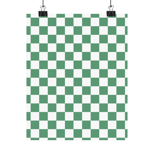Green Checkerboard Matte Vertical Posters | Home Decor, Wall Art, Living Room Accent, Patterned Prints, Gift for Art Lovers