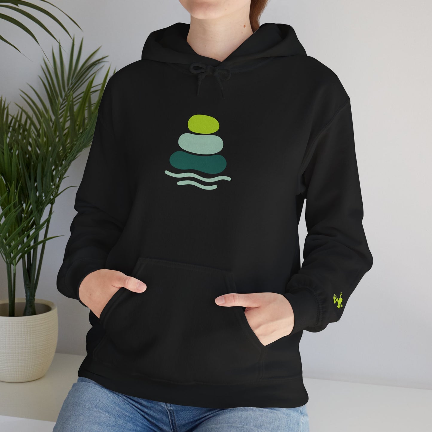 Serene Stacked Stones Hoodie, Unisex Sweatshirt for Mindfulness, Cozy Layer for Relaxation, Gift for Yoga Lovers, Perfect for Meditation