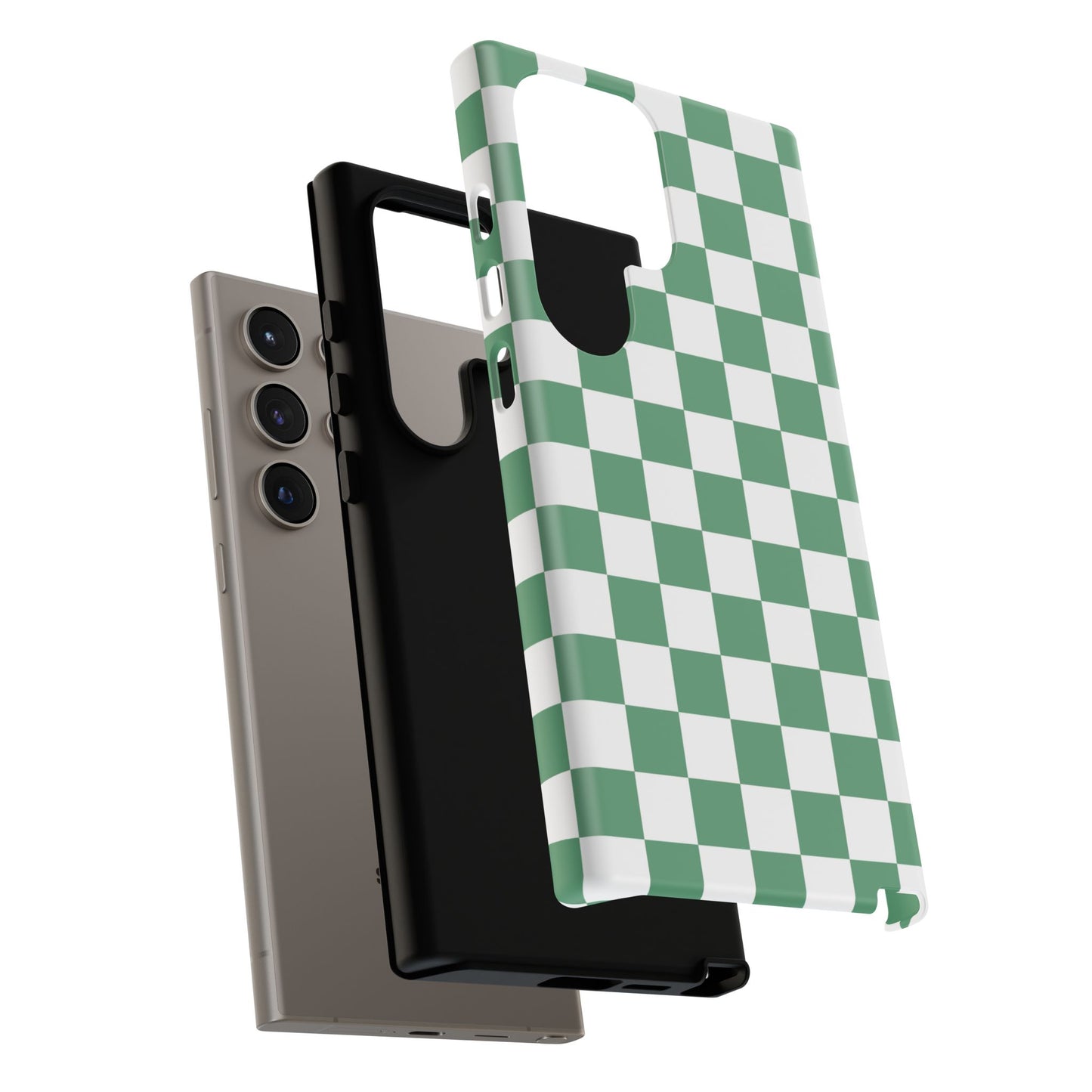 Stylish Phone Case - Green Checker Print, Trendy Phone Cover, Unique Gift, Modern Accessories, Eco-Friendly Case