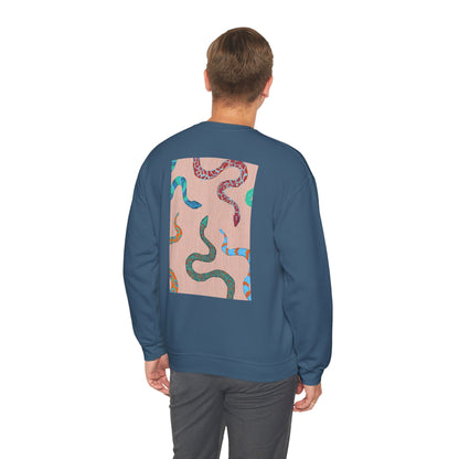 Funky Snake Unisex Crewneck Sweatshirt, Cozy Apparel, Unique Gift, Snake Art, Relaxed Style, Perfect for Casual Outings