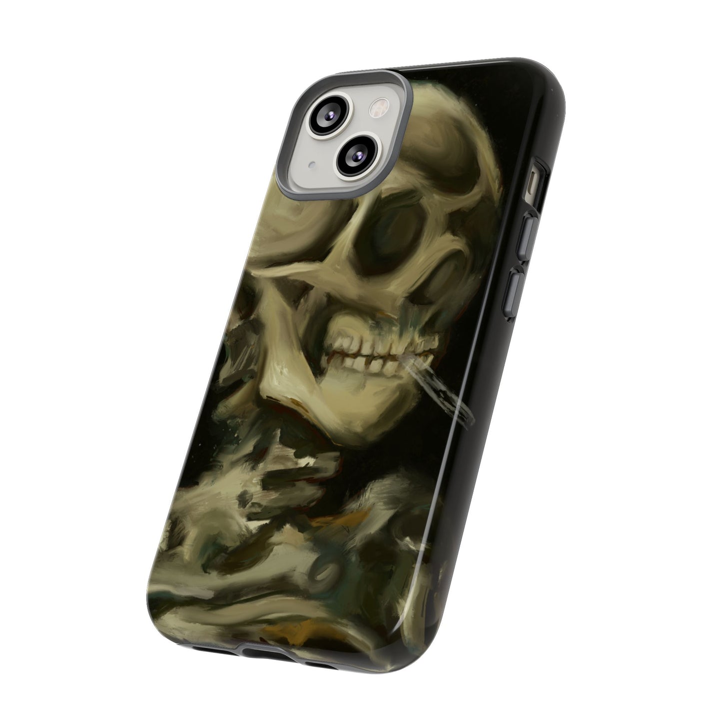 Skull Phone Case - Tough Cases, Macabre Style, Unique Accessories, Perfect for Halloween, Gothic Decor, Edgy Gift Idea | Van Gogh Reimagined, Abstract Twist on  Van Gogh's Skeleton with Burning Cigarette