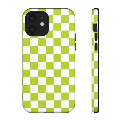 Lively Checker Pattern Phone Case | Tough Cases, Green Checkered Design, Unique Cell Phone Cover, Trendy Accessory, Gift Idea