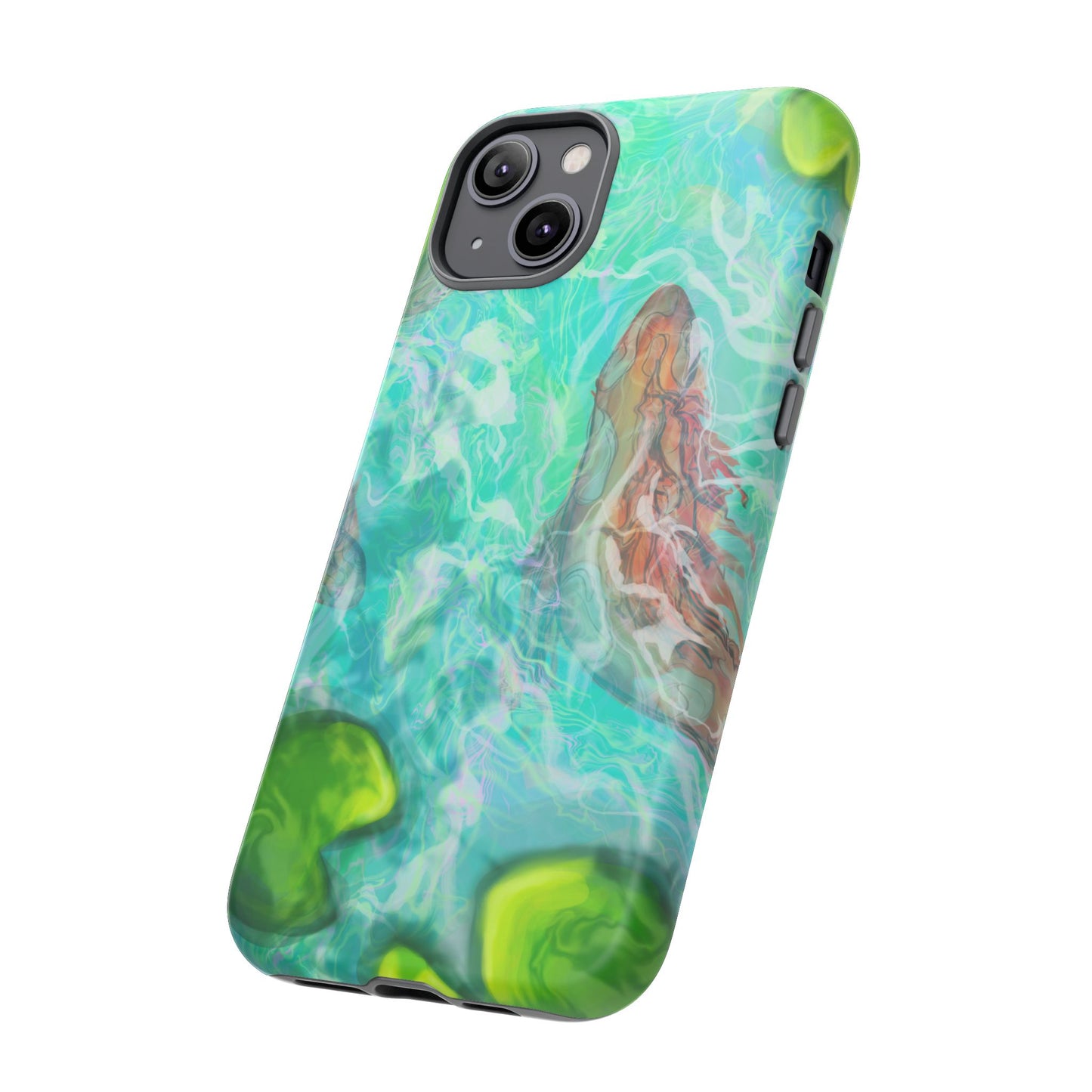 Watercolor Phone Case, Nature Lover Gift, Tough Phone Cover, Phone Accessory, Unique Design for Spring/Summer, Lily Pad, Fish Pond