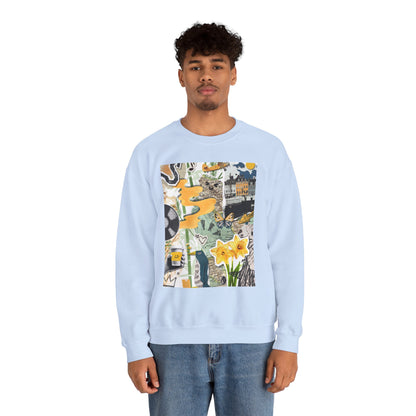 Vibrant Art Sweatshirt for Creatives, Cozy Fall Layering, Gift for Artists, Unique Graphic Pullovers, Casual Everyday Wear, Abstract, Vintage, Collage, Crewneck, Cool Hoodies