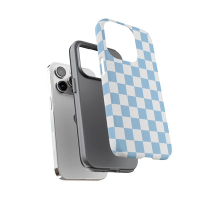 Blue Checkered Phone Case, Tough Phone Cover, Stylish Mobile Protector, Unique Gift for Him/Her, Trendy Accessories for Holidays