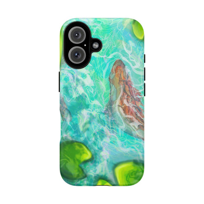 Watercolor Phone Case, Nature Lover Gift, Tough Phone Cover, Phone Accessory, Unique Design for Spring/Summer, Lily Pad, Fish Pond