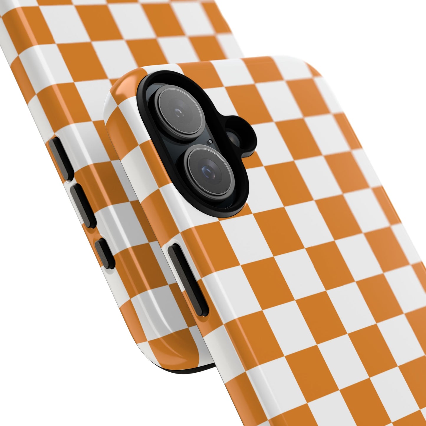 Orange Checkerboard Phone Case, Stylish Tough Cases for Protection, Gift for Friends, Trendy Cell Phone Accessories, Statement Tech Gear
