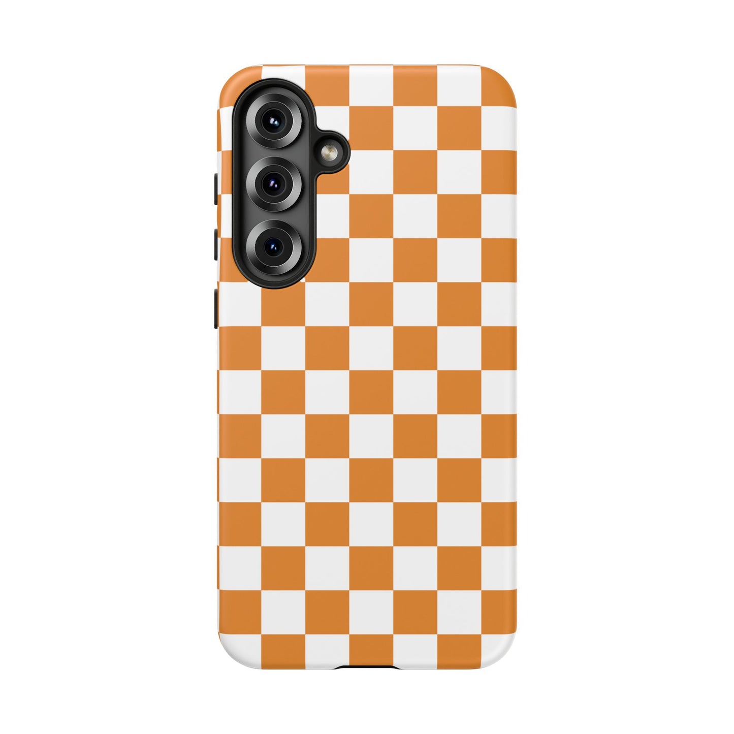 Orange Checkerboard Phone Case, Stylish Tough Cases for Protection, Gift for Friends, Trendy Cell Phone Accessories, Statement Tech Gear
