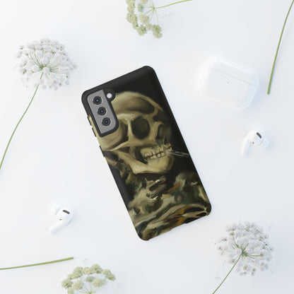 Skull Phone Case - Tough Cases, Macabre Style, Unique Accessories, Perfect for Halloween, Gothic Decor, Edgy Gift Idea | Van Gogh Reimagined, Abstract Twist on  Van Gogh's Skeleton with Burning Cigarette