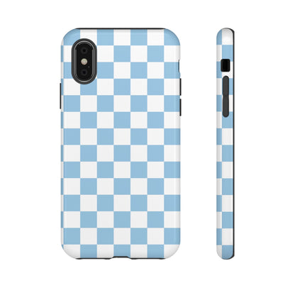 Blue Checkered Phone Case, Tough Phone Cover, Stylish Mobile Protector, Unique Gift for Him/Her, Trendy Accessories for Holidays