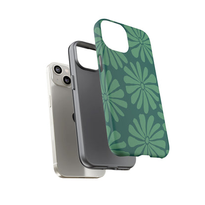 Stylish iPhone Case, Floral Phone Cover, Tough Phone Cases, Green Daisy Design, Unique Gift for Her, Spring Accessories