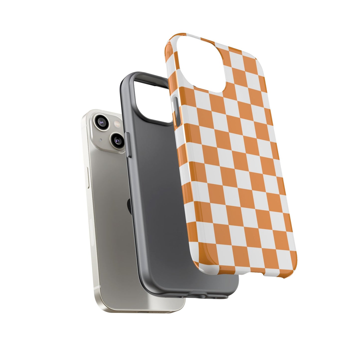 Orange Checkerboard Phone Case, Stylish Tough Cases for Protection, Gift for Friends, Trendy Cell Phone Accessories, Statement Tech Gear