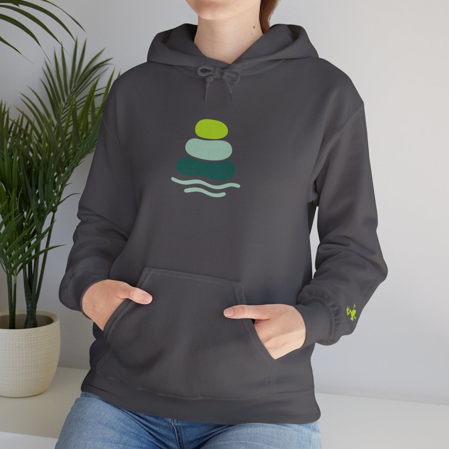 Serene Stacked Stones Hoodie, Unisex Sweatshirt for Mindfulness, Cozy Layer for Relaxation, Gift for Yoga Lovers, Perfect for Meditation