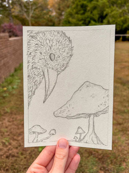 “Between Wing and Earth” — Original 5x7 Graphite Artwork