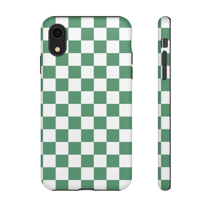 Stylish Phone Case - Green Checker Print, Trendy Phone Cover, Unique Gift, Modern Accessories, Eco-Friendly Case
