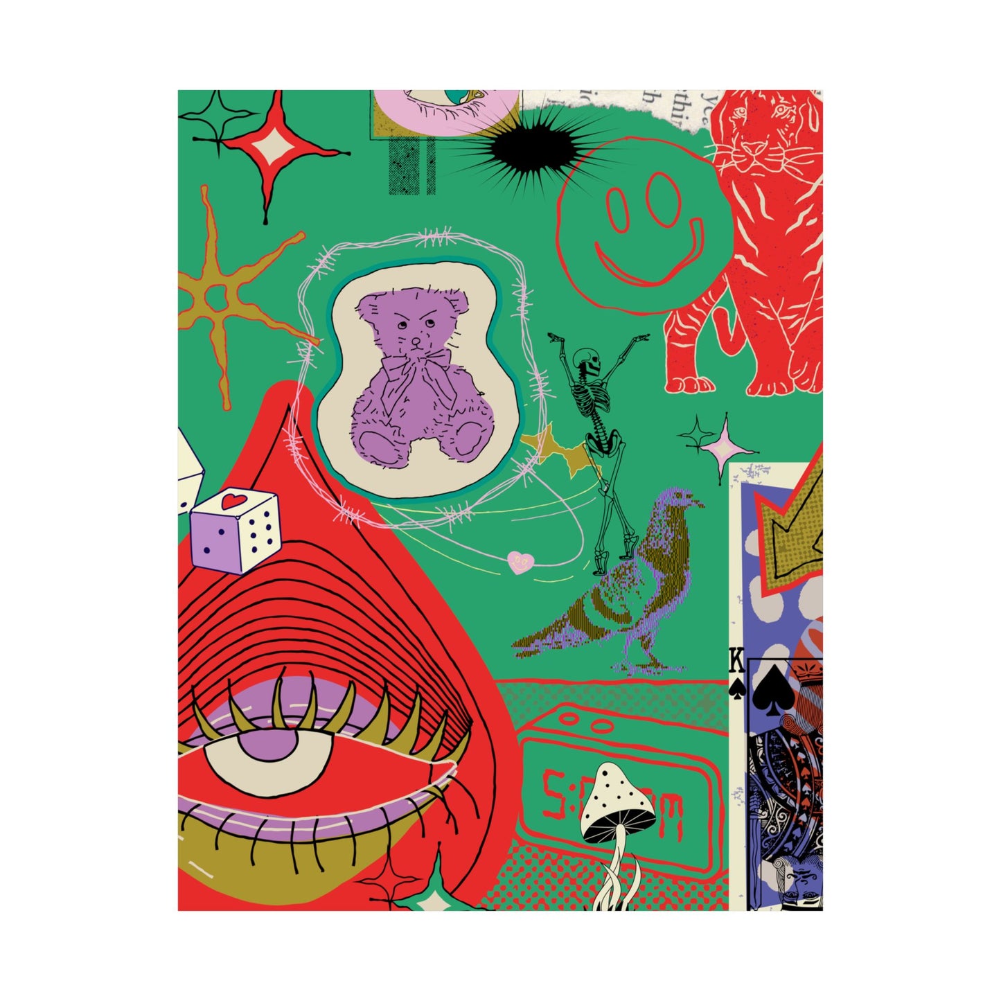 Vibrant Matte Vertical Posters, Retro Wall Art, Playful Home Decor, Unique Gift for Art Lovers, Perfect for Parties and Celebrations