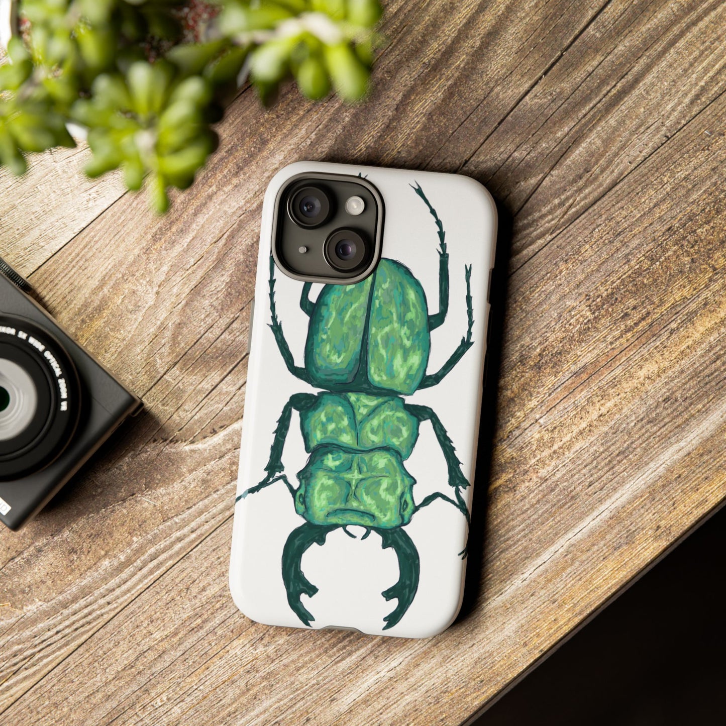 Green Beetle Phone Case - Tough Cases, Insect Lover Gift, Nature Lover Accessory, Unique Phone Cover, Eco-Friendly Design
