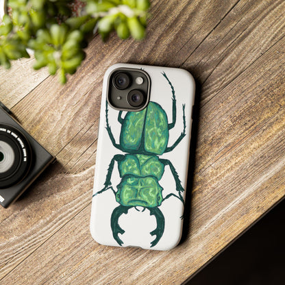 Green Beetle Phone Case - Tough Cases, Insect Lover Gift, Nature Lover Accessory, Unique Phone Cover, Eco-Friendly Design