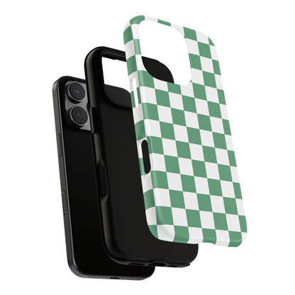 Stylish Phone Case - Green Checker Print, Trendy Phone Cover, Unique Gift, Modern Accessories, Eco-Friendly Case