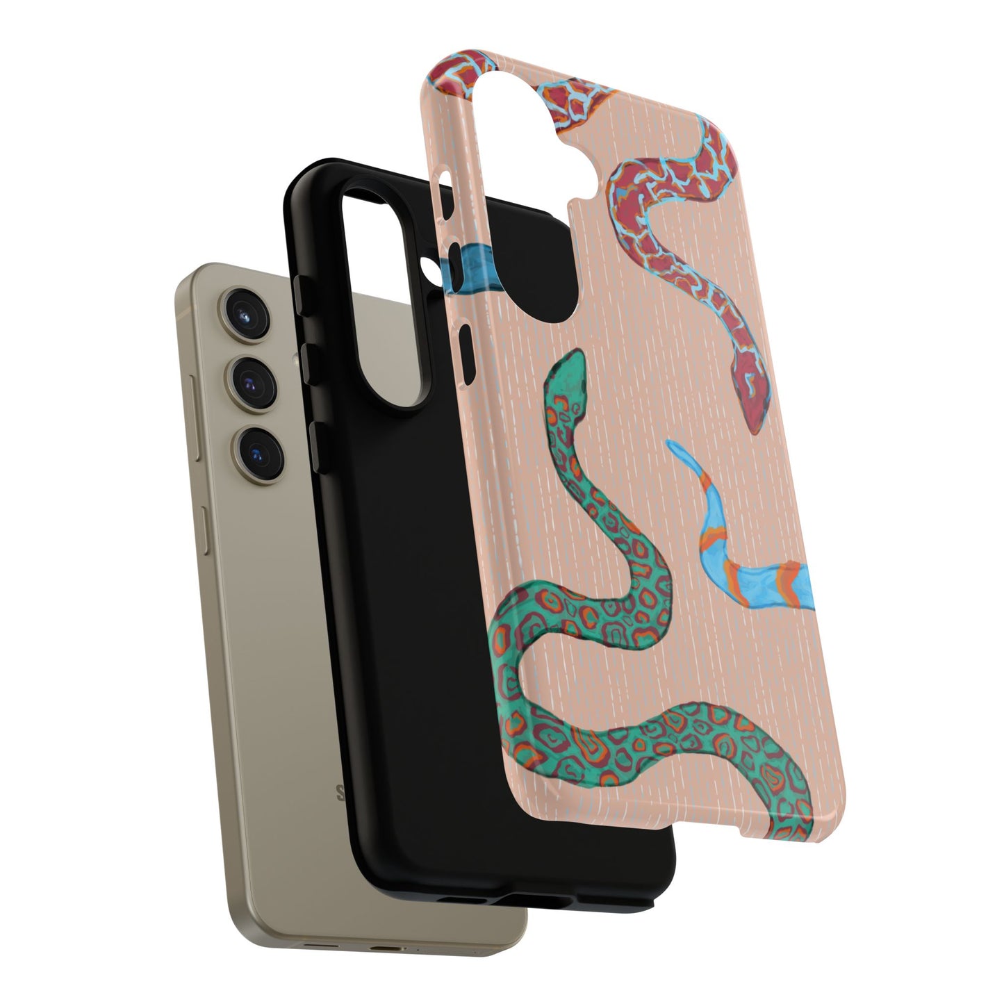 Colorful Snake Phone Case, Tough Phone Case, Unique Phone Cover, Animal Print Case, Gifts for Her, Trendy Accessories
