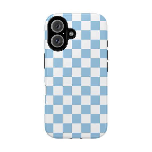 Blue Checkered Phone Case, Tough Phone Cover, Stylish Mobile Protector, Unique Gift for Him/Her, Trendy Accessories for Holidays