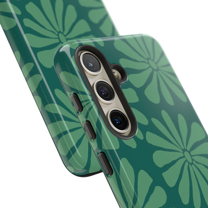 Stylish iPhone Case, Floral Phone Cover, Tough Phone Cases, Green Daisy Design, Unique Gift for Her, Spring Accessories