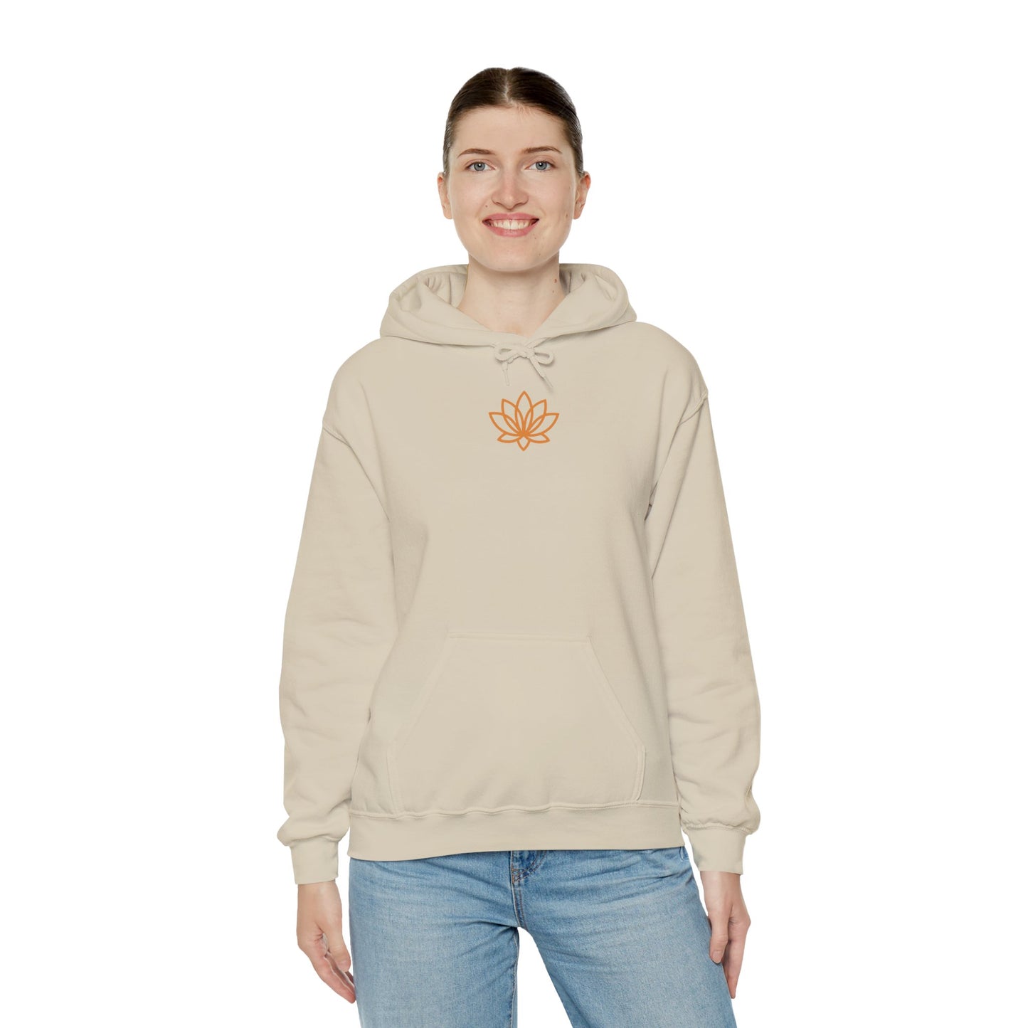Serene Adventure Hoodie with Lotus Design, Eco-Friendly Sweatshirt for Outdoors, Yoga, Surfing, Beach Days, Mindfulness, Gift for Her, Gift for Him, Kayak Sweatshirt, Outdoor Designs