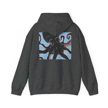 Zen Frog Octopus Unisex Heavy Blend Hooded Sweatshirt, Cozy Graphic Hoodie, Gift for Ocean Lovers, Unique Casual Wear, Relaxed Style