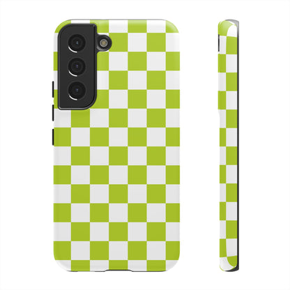 Lively Checker Pattern Phone Case | Tough Cases, Green Checkered Design, Unique Cell Phone Cover, Trendy Accessory, Gift Idea