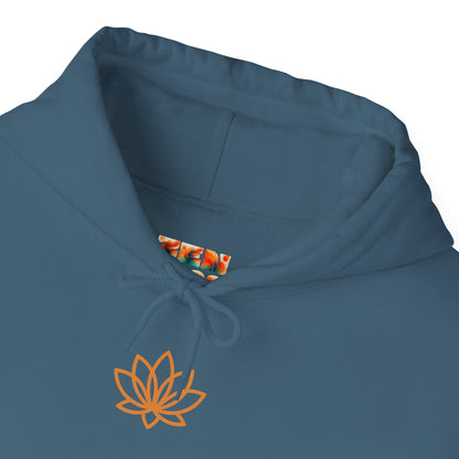 Serene Adventure Hoodie with Lotus Design, Eco-Friendly Sweatshirt for Outdoors, Yoga, Surfing, Beach Days, Mindfulness, Gift for Her, Gift for Him, Kayak Sweatshirt, Outdoor Designs
