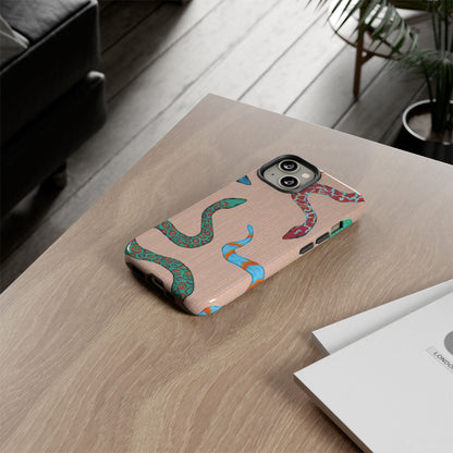 Colorful Snake Phone Case, Tough Phone Case, Unique Phone Cover, Animal Print Case, Gifts for Her, Trendy Accessories