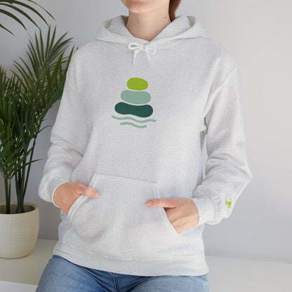 Serene Stacked Stones Hoodie, Unisex Sweatshirt for Mindfulness, Cozy Layer for Relaxation, Gift for Yoga Lovers, Perfect for Meditation
