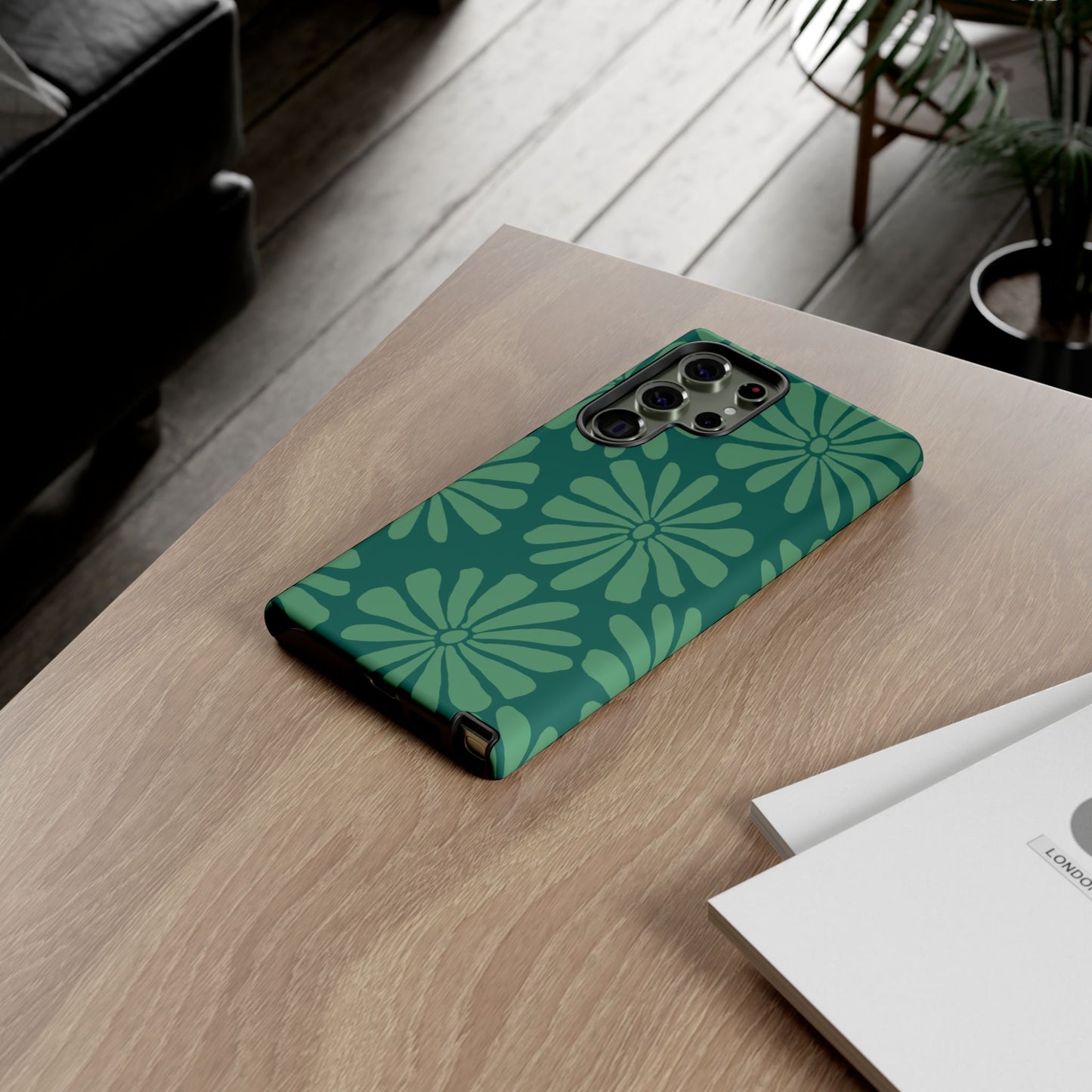 Stylish iPhone Case, Floral Phone Cover, Tough Phone Cases, Green Daisy Design, Unique Gift for Her, Spring Accessories