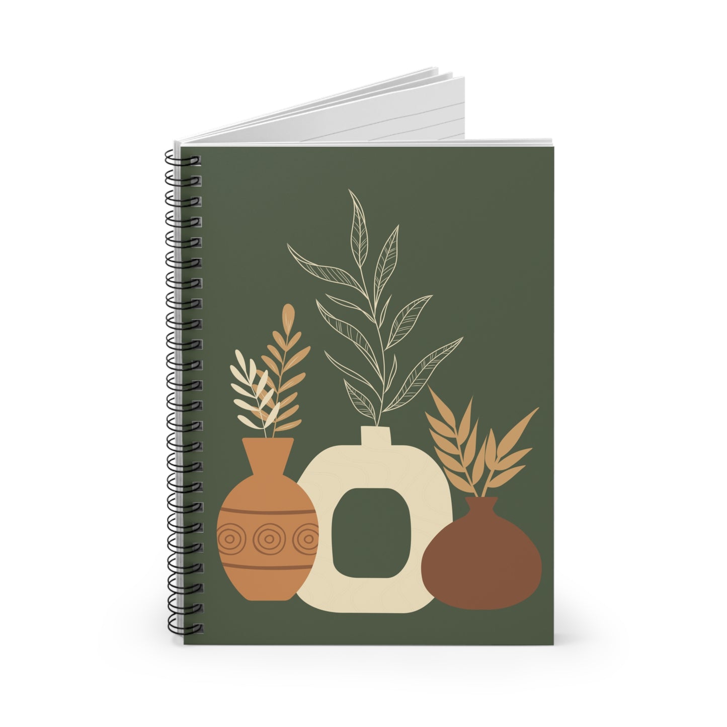 Boho Floral Spiral Notebook, Eco-Friendly Journal for Note-Taking, Sketching, Gift for Writers, Students, Housewarming Decor