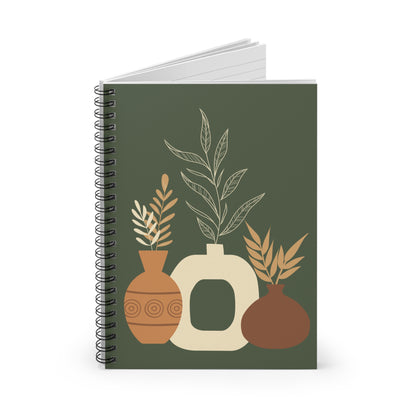 Boho Floral Spiral Notebook, Eco-Friendly Journal for Note-Taking, Sketching, Gift for Writers, Students, Housewarming Decor