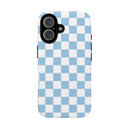 Blue Checkered Phone Case, Tough Phone Cover, Stylish Mobile Protector, Unique Gift for Him/Her, Trendy Accessories for Holidays