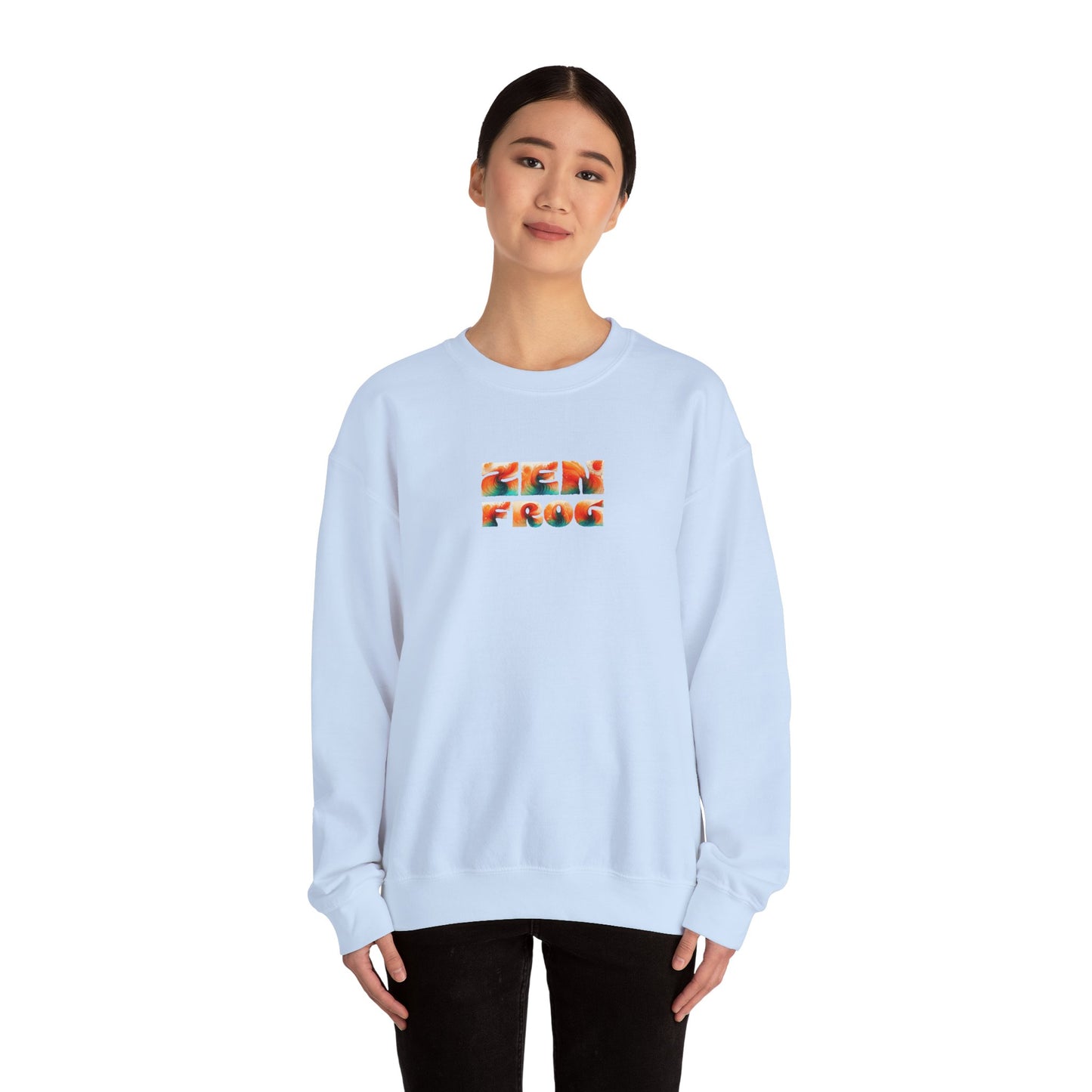 Zen Frog Crewneck Sweatshirt | Cozy Unisex Pullover for Relaxation, Ideal Gift for Nature Lovers, Perfect for Lounging and Casual Outings, Moon, Gift for Him, Gift for Her