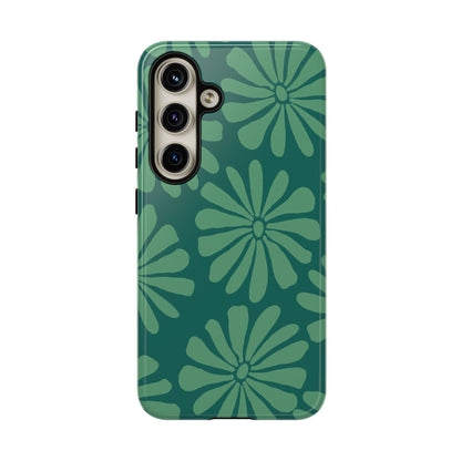 Stylish iPhone Case, Floral Phone Cover, Tough Phone Cases, Green Daisy Design, Unique Gift for Her, Spring Accessories