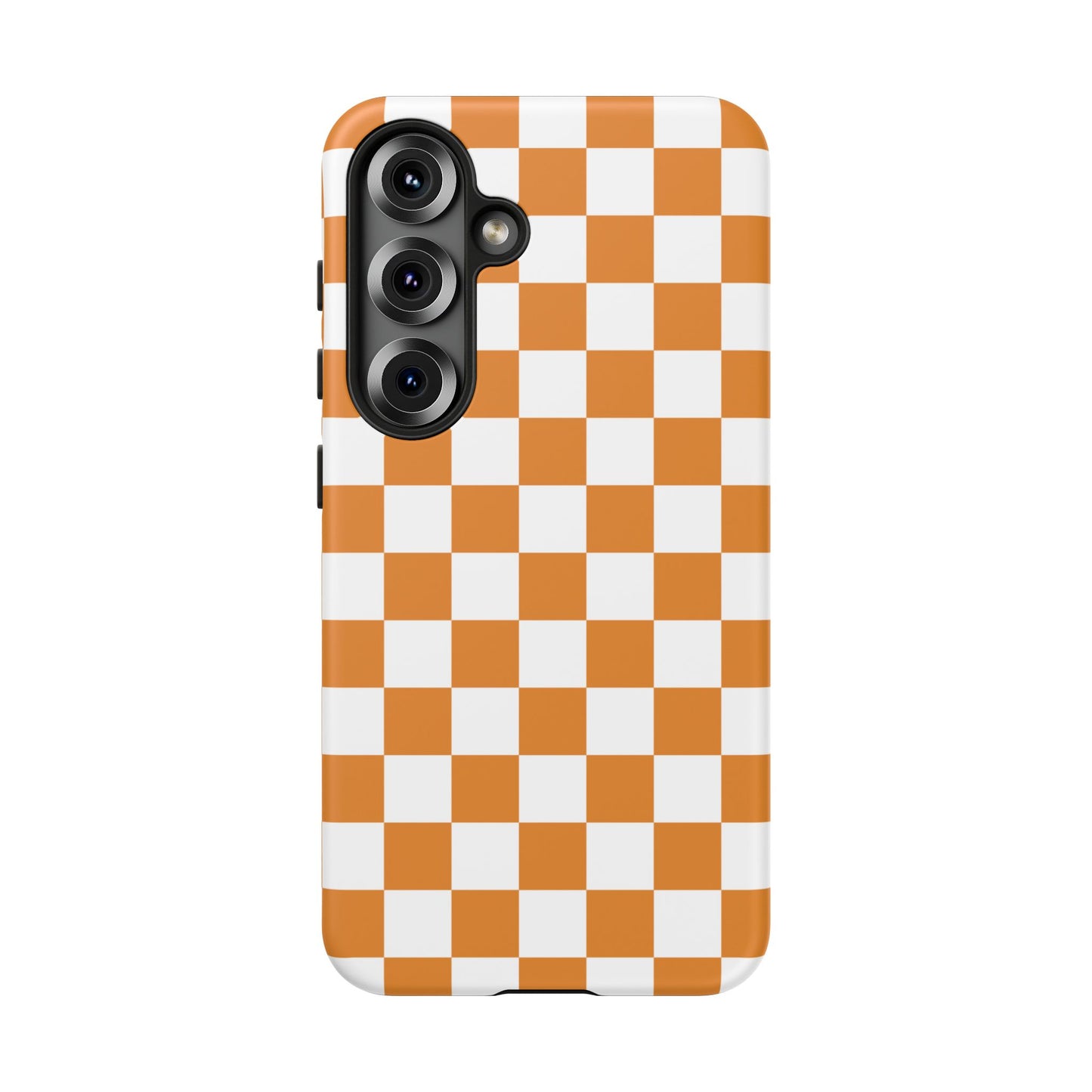 Orange Checkerboard Phone Case, Stylish Tough Cases for Protection, Gift for Friends, Trendy Cell Phone Accessories, Statement Tech Gear